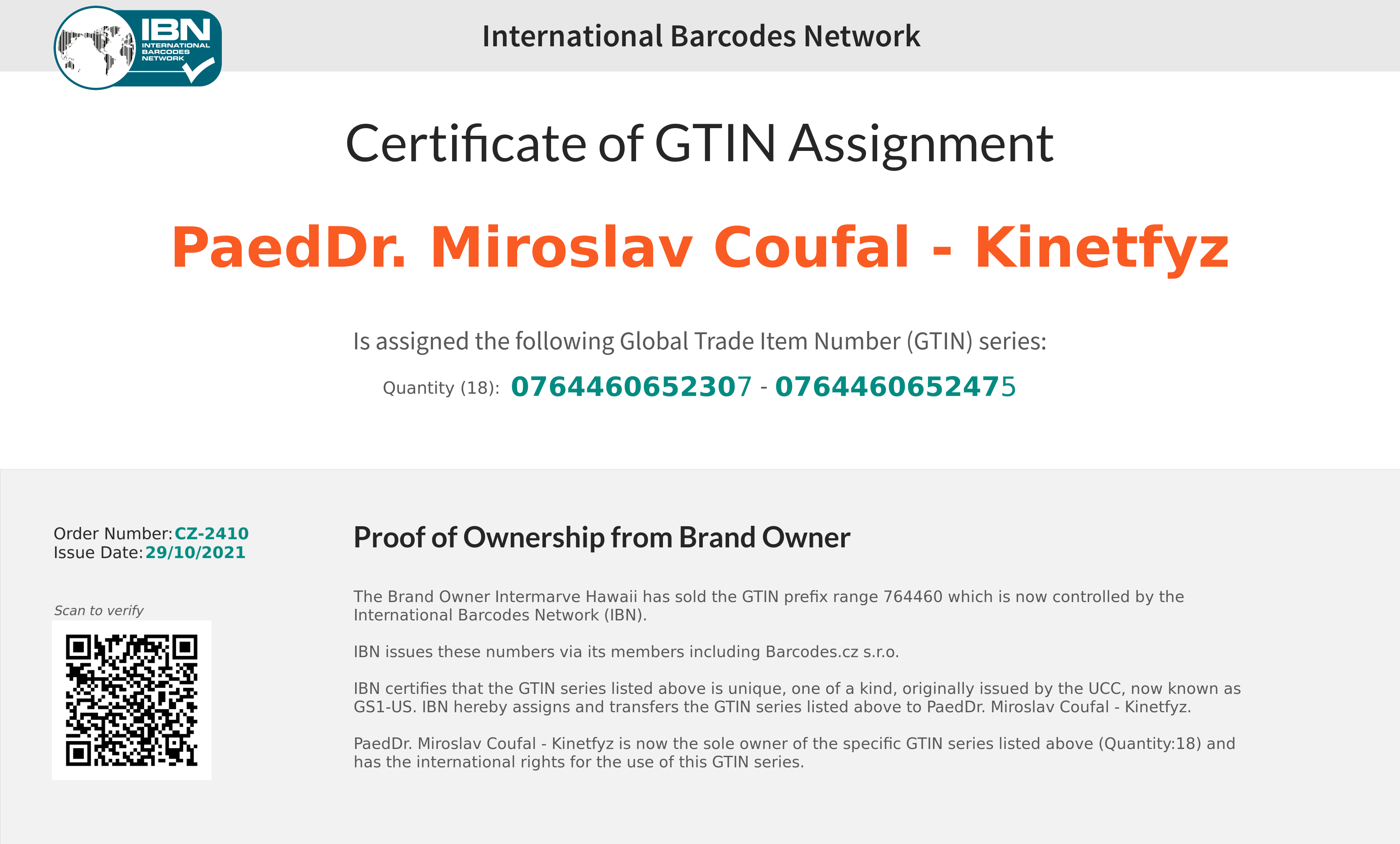 Certificate-of-GTIN-assignment k uverejnení